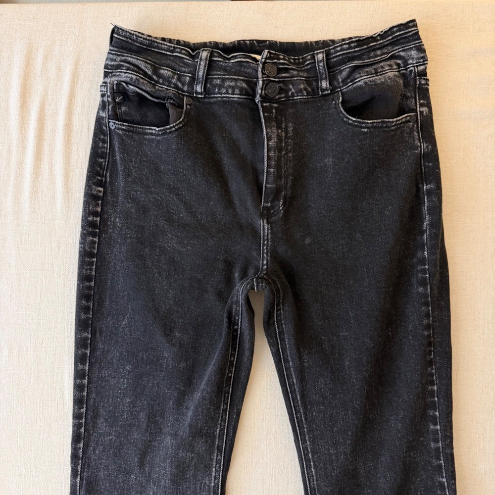 KanCan Amirah Ultra High Rise Flare Jeans 15/31 Black Acid Wash Y2K - Picture 6 of 9